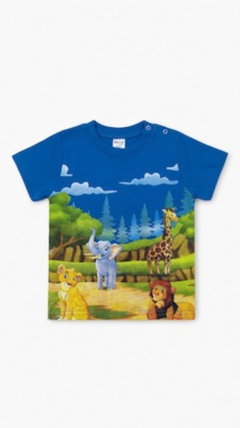 Футболка с кнопкой Зоопарк арт.170706 CHASTE мал. 2-5 (голубой)