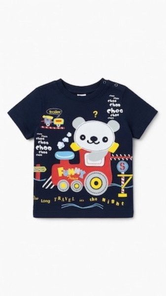 Футболка с кнопкой Мишка арт.170700 CHASTE мал. 2-5 (темно-синий)