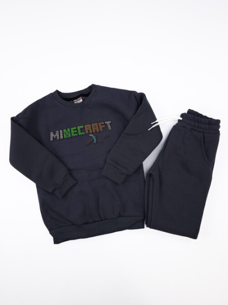 Костюм (кофта+штаны) Minecraft начес арт.2980 Jeliboom мал. 3-10 (графитовый)