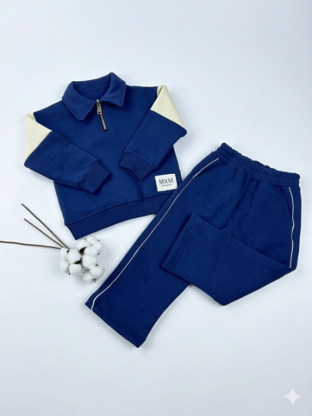 Костюм (кофта+штаны) начес арт.9138 Mixima kids мал. 3-6 (темно-синий)