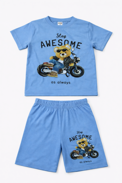 Костюм (футболка+шорты) Stay Awecone арт.251004 CHASTE мал. 5-8 (голубой)