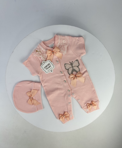 Костюм (ромпер+шапка) арт.242927 Amore baby мал. 3-9 (персиковый)