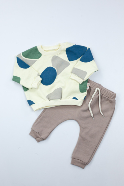 Костюм (кофта+штаны) Абстракция арт.2807 COJUXS kids мал. 6-24 (кремово-бежевый)