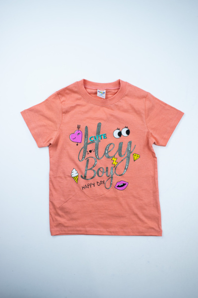 Футболка Hey boy арт.162004 CHASTE дев. 5-8 (персиковый)