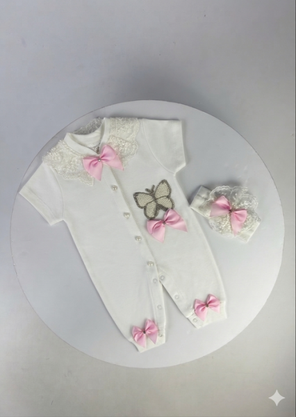 Костюм (ромпер+повязка) арт.242927 Amore baby мал. 3-9 (молочный)