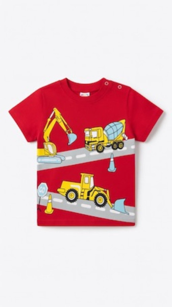 Футболка с кнопкой Транспорт арт.170704 CHASTE мал. 2-5 (красный)